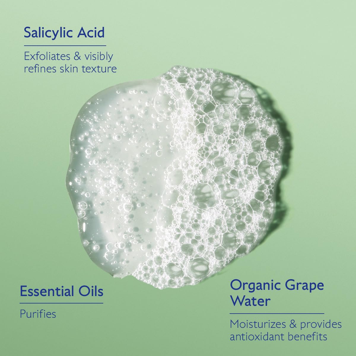 Caudalie Vinopure pouring into hand demonstrating easy lathering and quick rinsing