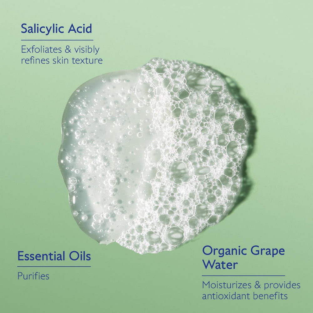 Caudalie Vinopure pouring into hand demonstrating easy lathering and quick rinsing