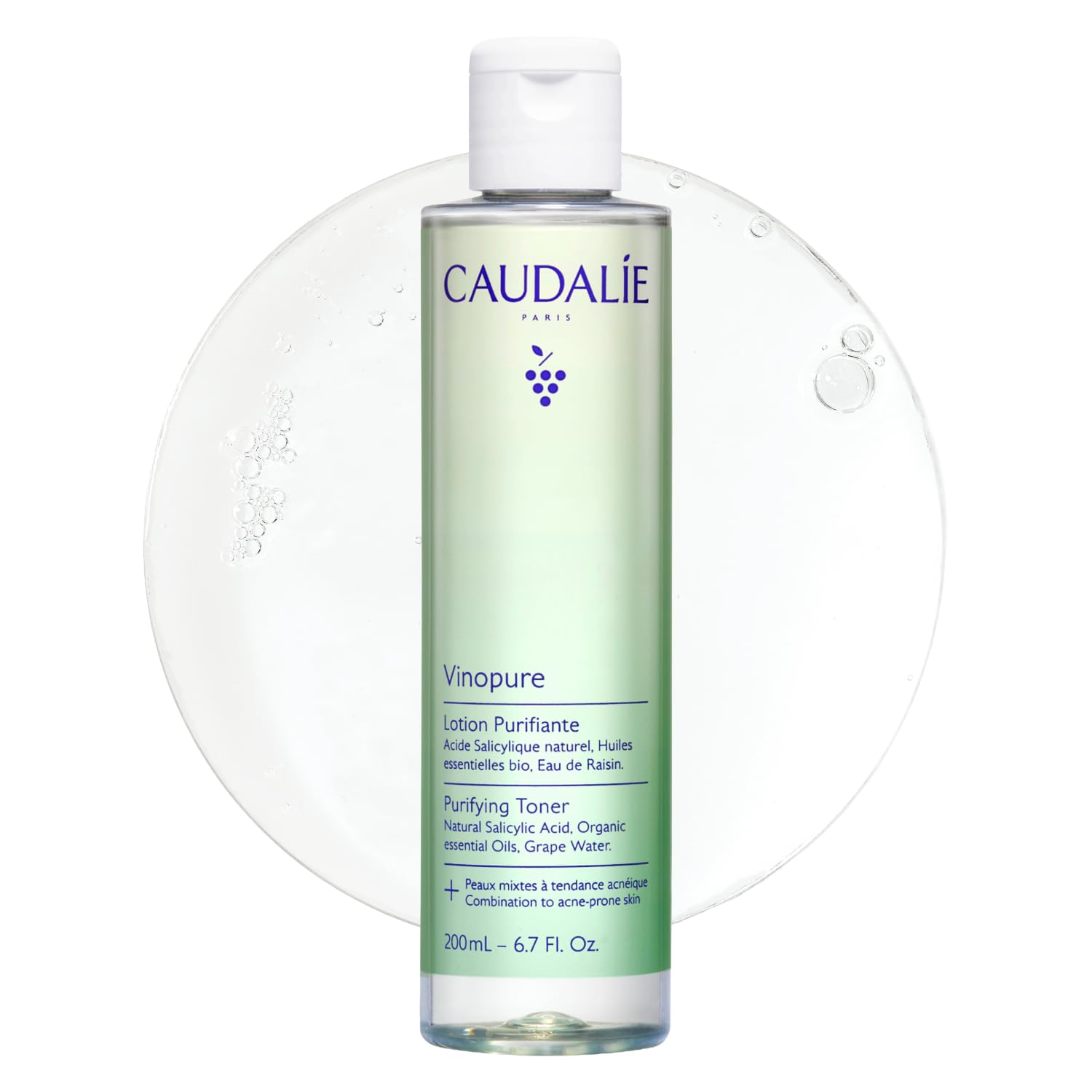 Caudalie Vinopure front bottle view showing packaging and calming benefit
