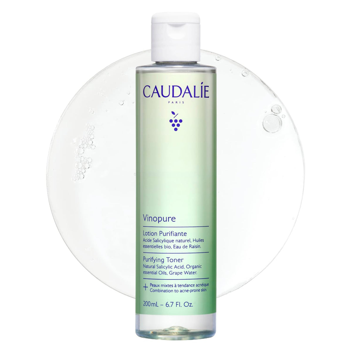 Caudalie Vinopure front bottle view showing packaging and calming benefit