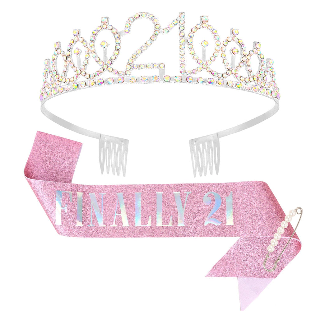 CAVETEE front view tiara and sash set, ready for photos