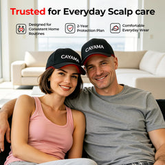 CAYAMA lifestyle image on couch highlighting relaxation and routine-friendly design