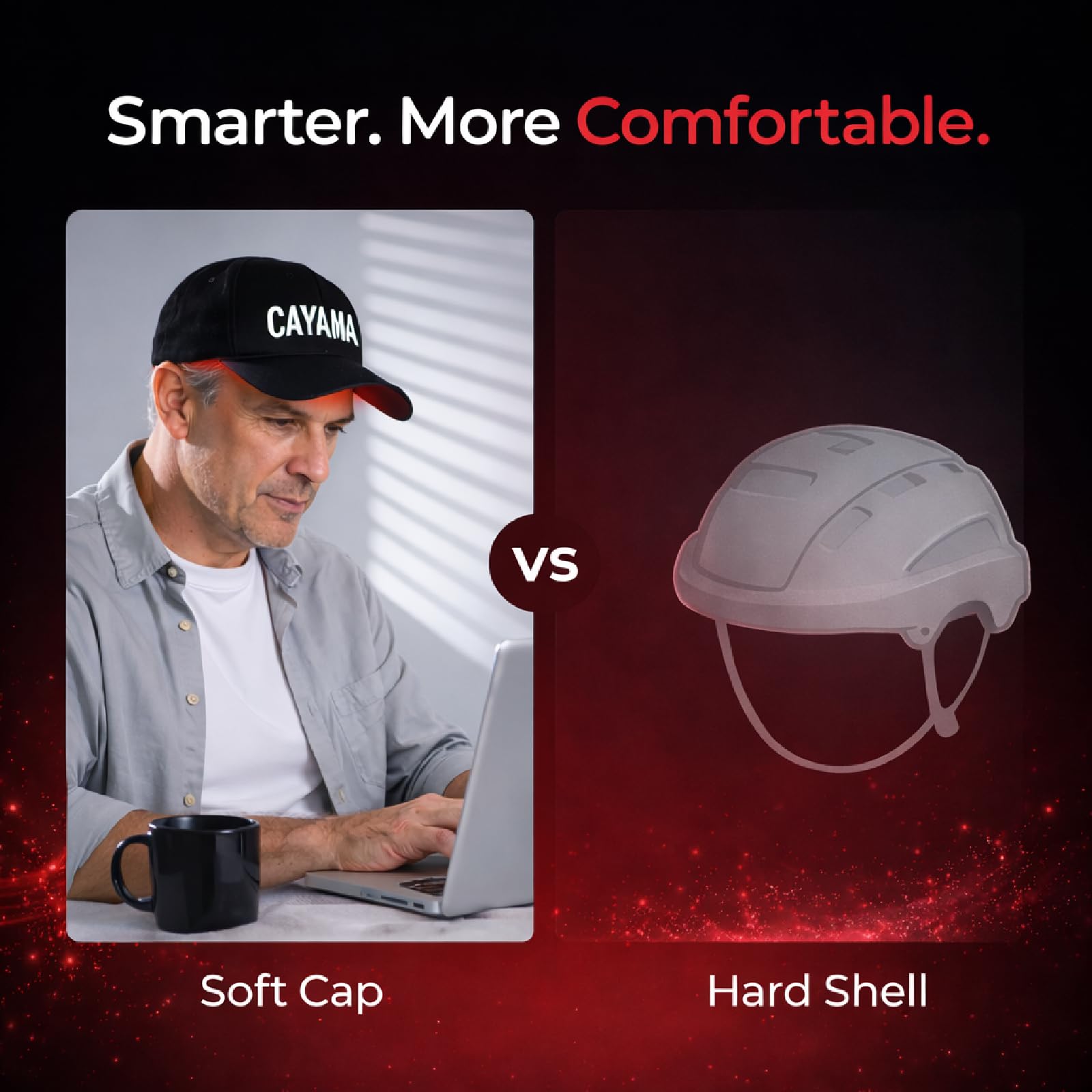 CAYAMA model wearing cap demonstrating adjustable fit and secure wear