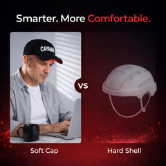 CAYAMA model wearing cap demonstrating adjustable fit and secure wear