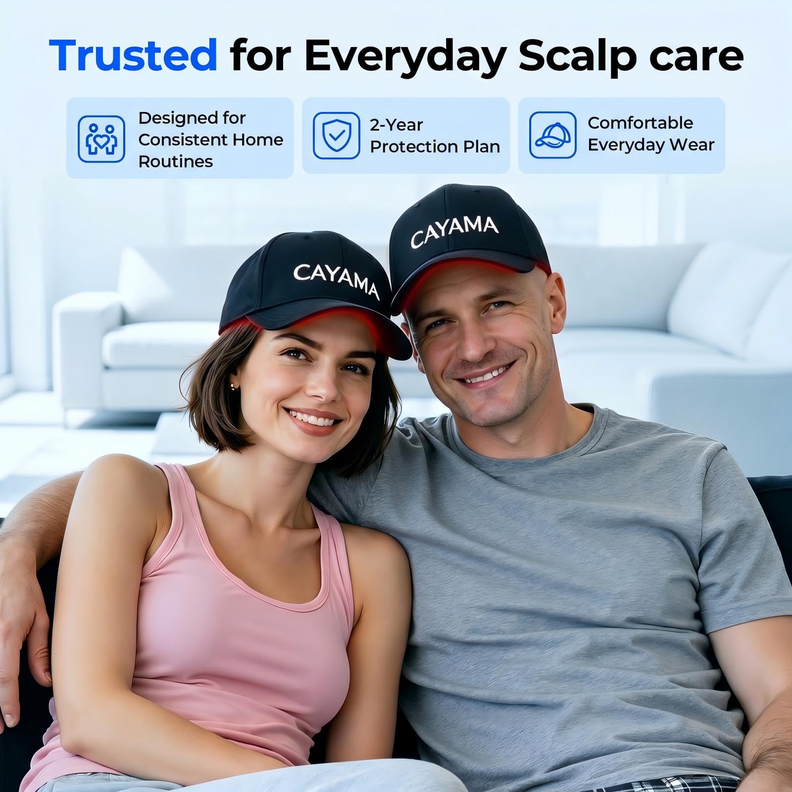 CAYAMA packaging and warranty card showing two-year support benefit