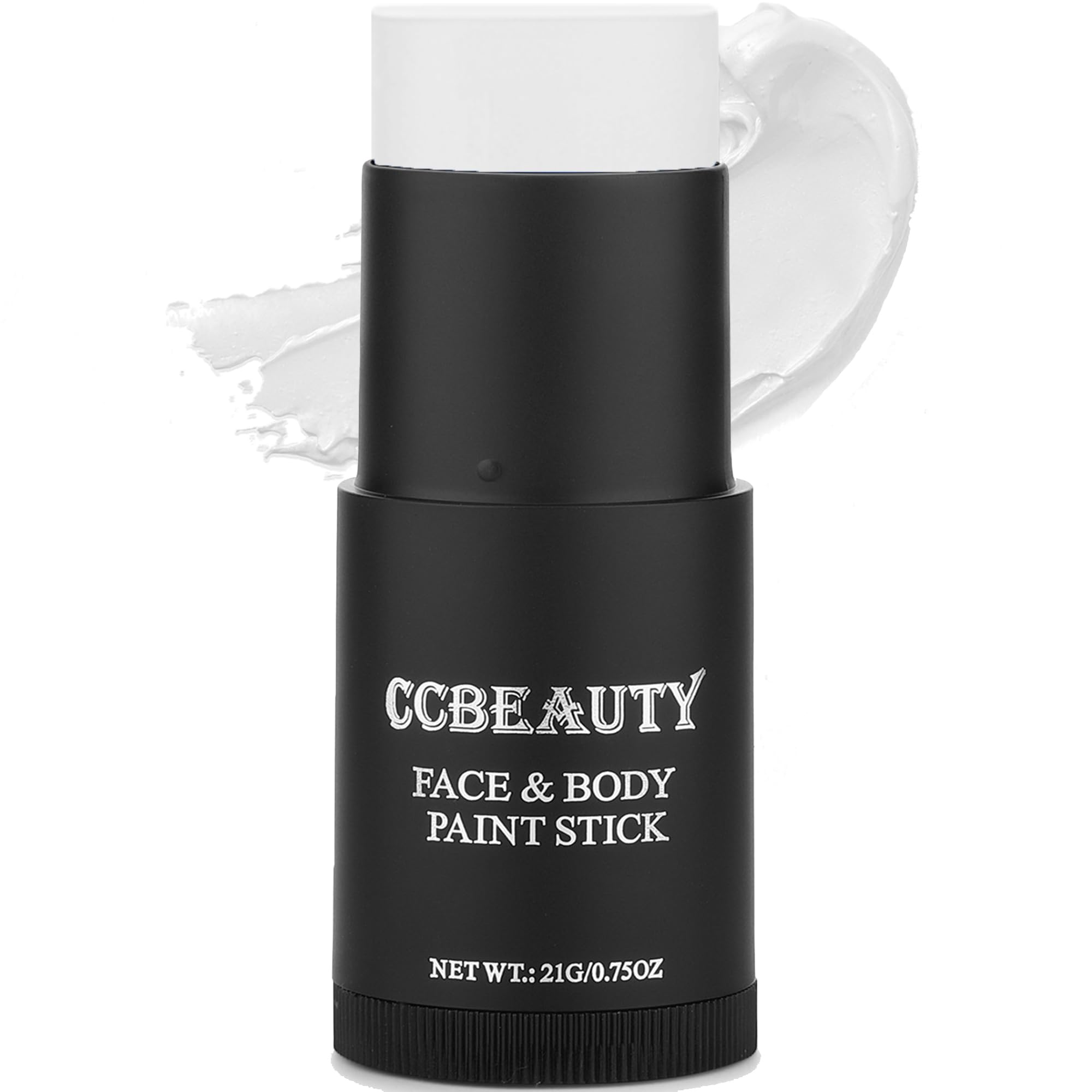 CCbeauty face paint stick front packaging showing white foundation benefit