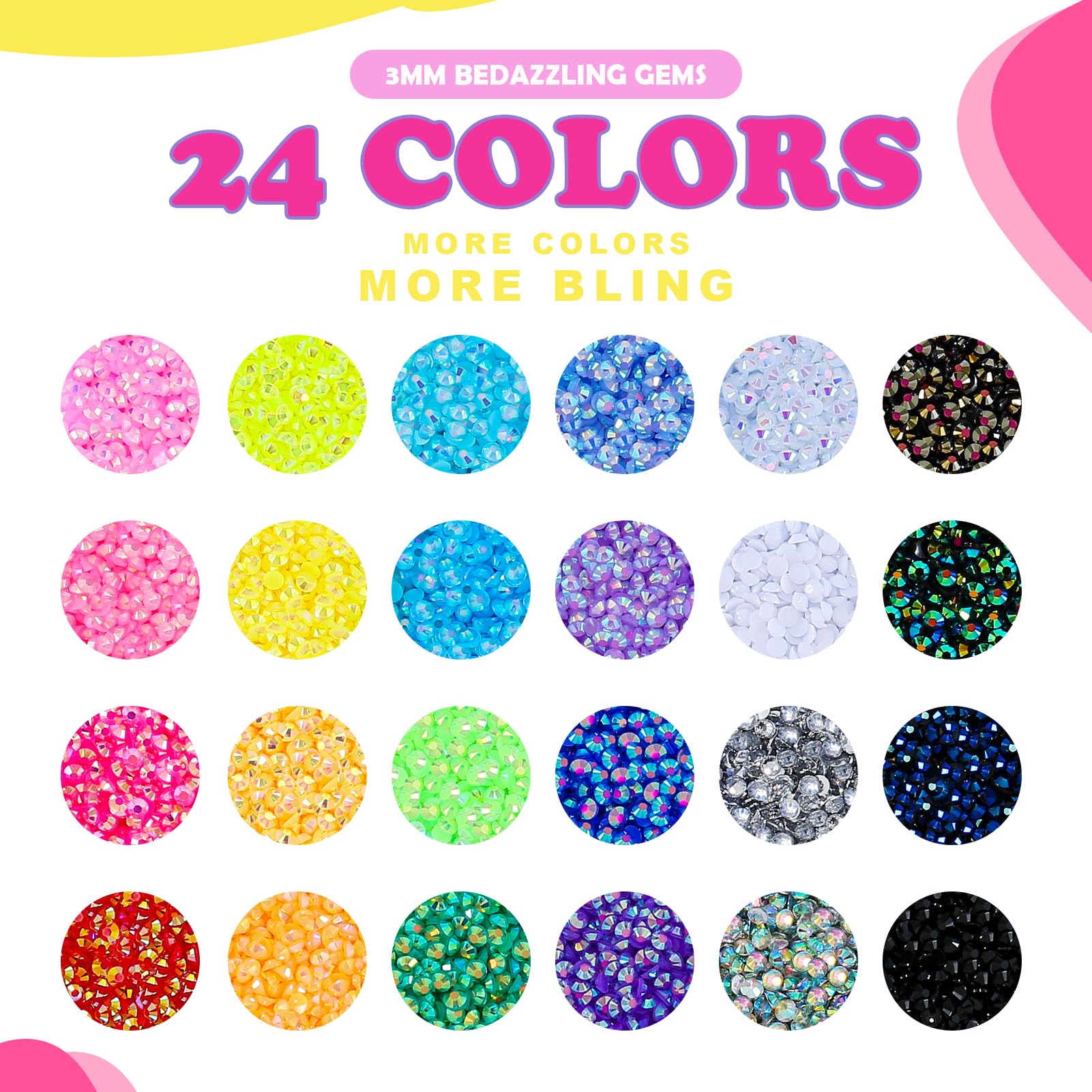 CCINPPY open organizer filled with 24 colored rhinestones for fast selection