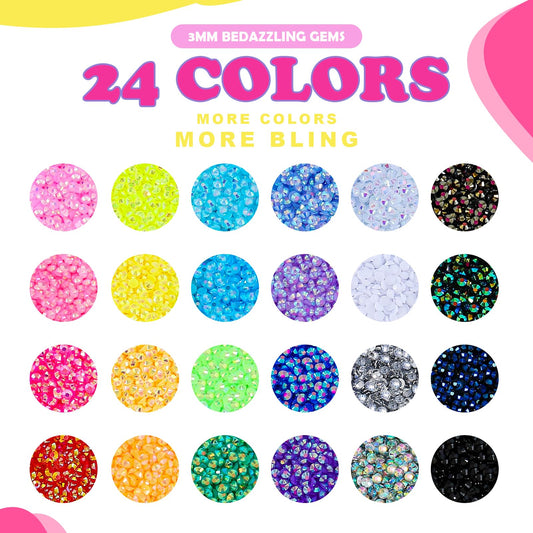 CCINPPY open organizer filled with 24 colored rhinestones for fast selection