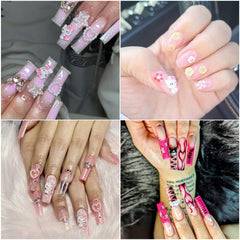 CDBOVID charms applied to press-on nails demonstrating durable, decorative nail accents