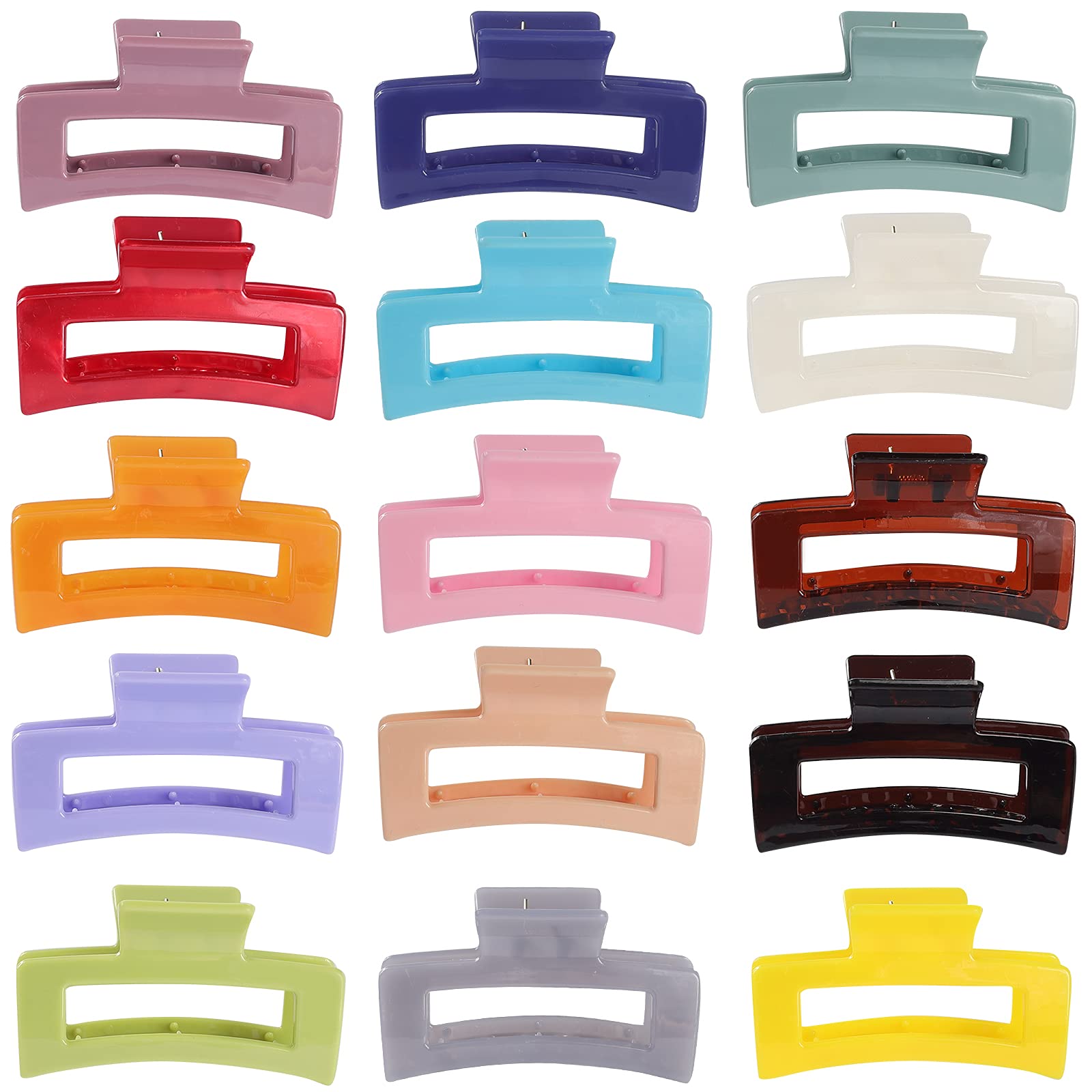CECIAOAIME front view of 15-pack rectangle clips showing colors and packaging benefit: organized set