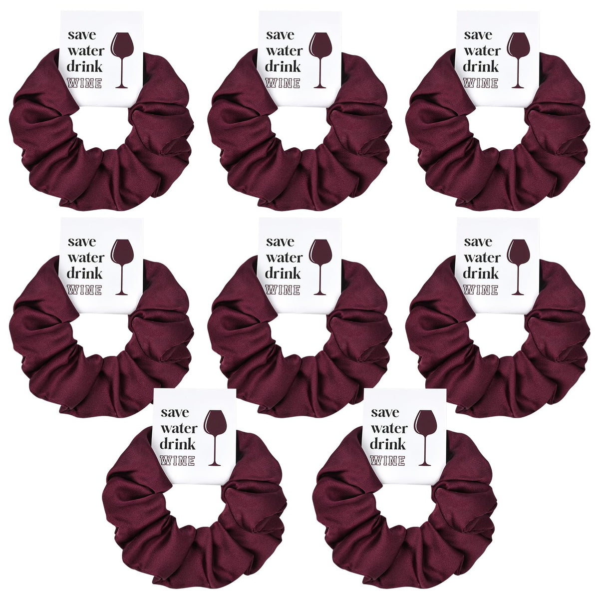 CEELGON packaged set front shows burgundy scrunchies and themed cards for gifting