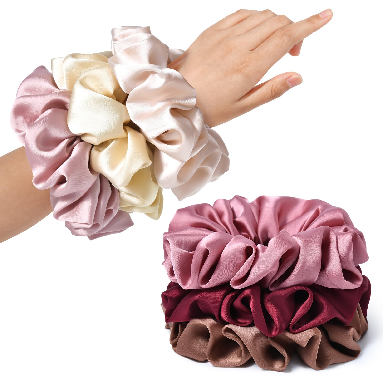 CEELGON front packaging showing six jumbo satin scrunchies and stylish colors