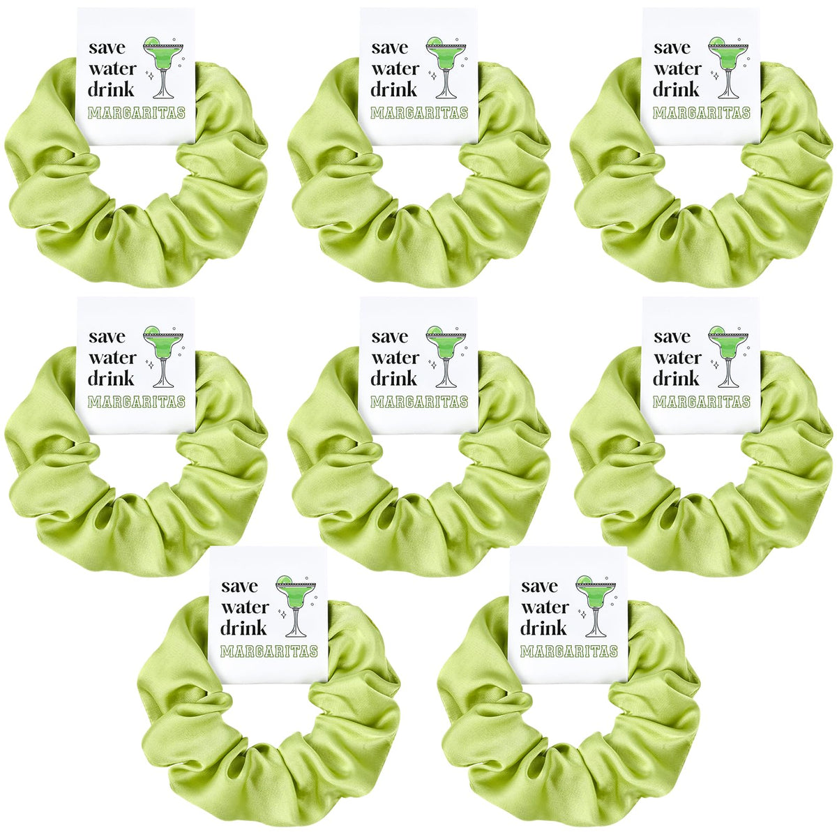 CEELGON front packaging showing set of eight Margarita-themed scrunchies, eye-catching gift-ready look