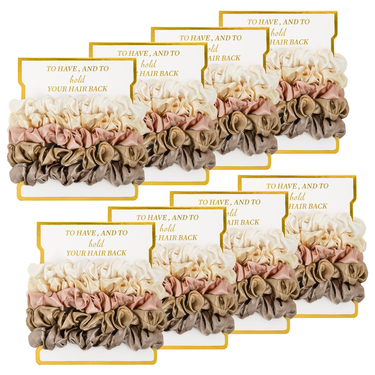 CEELGON front packaging showing eight gold-foil cards and scrunchies — elegant gifting