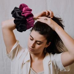 CEELGON scrunchie securing a high ponytail protecting hair from creases