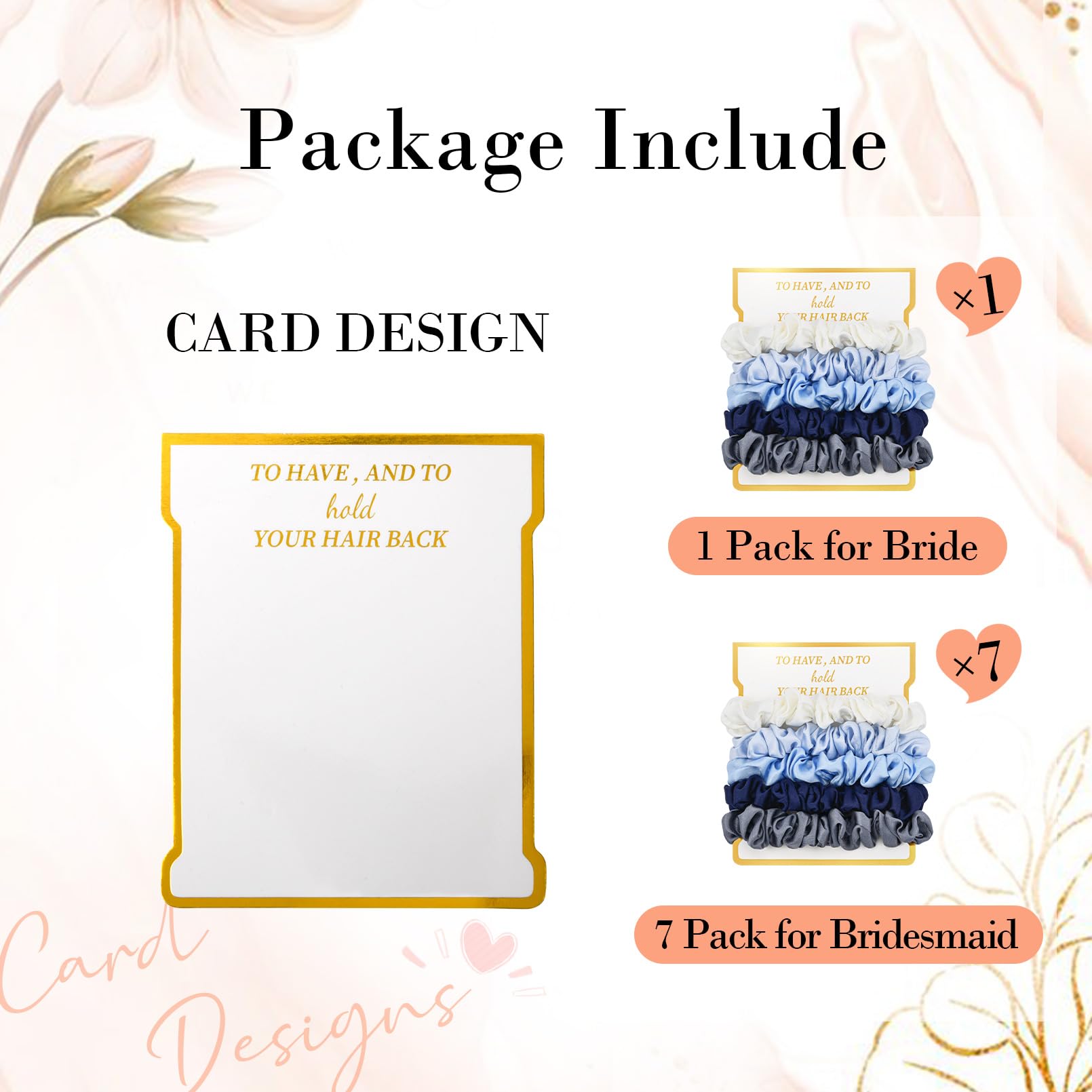 CEELGON scrunchies displayed on gold-foil cards for ready-to-gift bridesmaid appeal