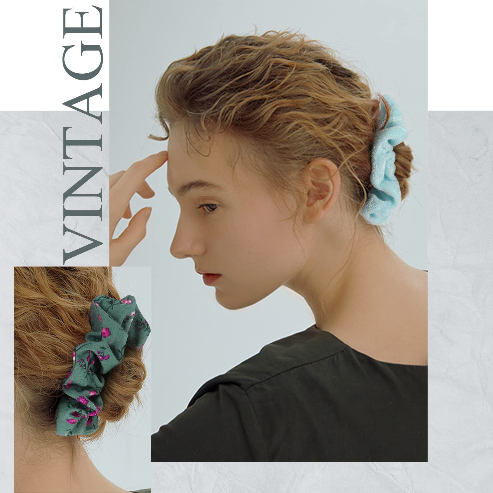 Cehomi velvet scrunchie close-up showing plush texture and gentle hold