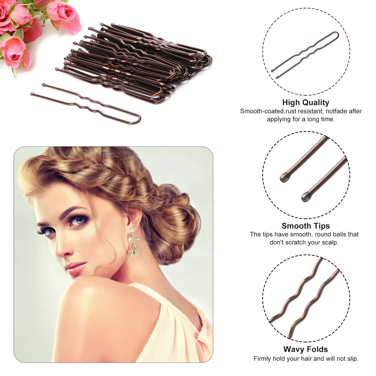 Cehony rounded ball tip detail protecting scalp and preventing pulls