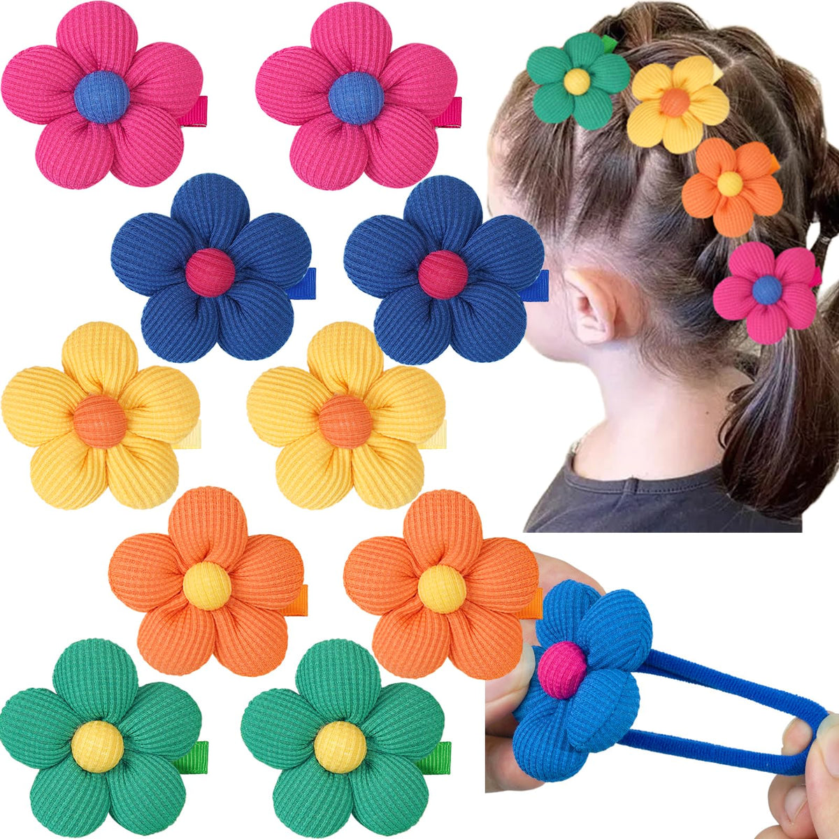 CÉLLOT front packaging showing 10 floral nylon hair ties and color variety benefit