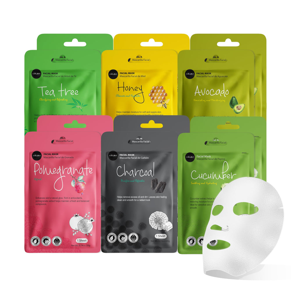 Celavi front packaging 12-pack showing mixed essence masks and convenience