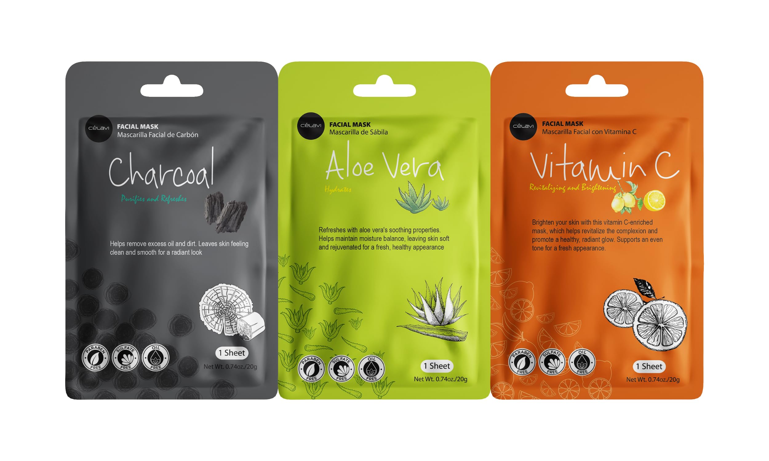 Celavi sheet mask next to hand for scale indicating compact single-use size