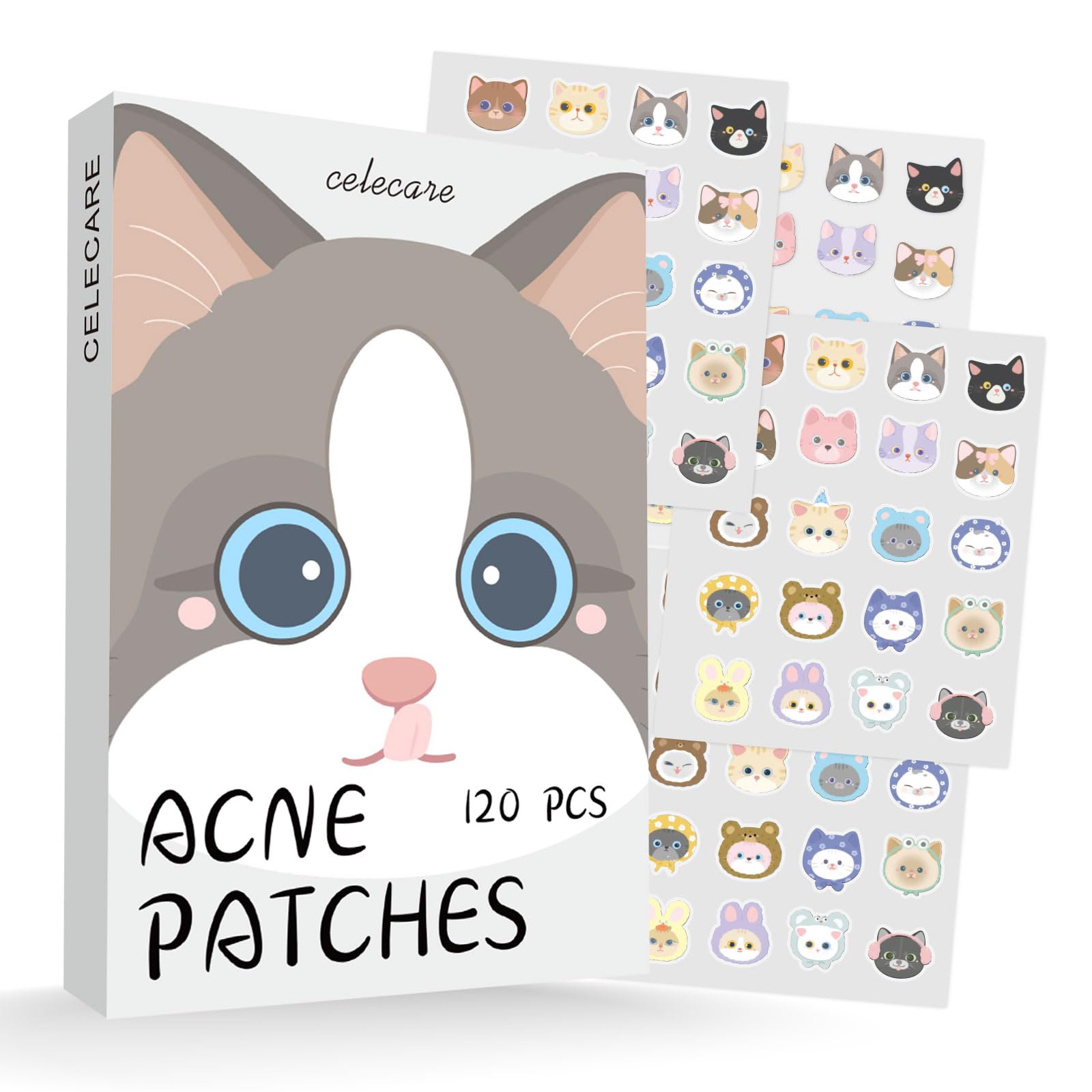 CELECARE front packaging showing 120 cat-shaped patches and product benefits