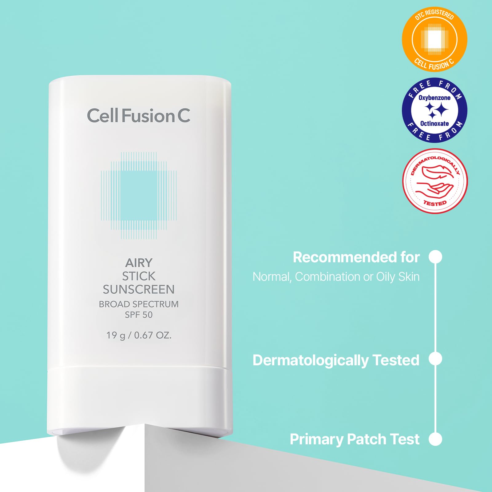 Cell Fusion C airy stick texture close-up showing lightweight glide and matte finish benefit