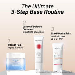 Cell Fusion C on model in Signature Beige showing redness-neutralizing, skin-like tone