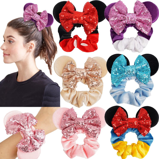 CellElection front packaging showing six colorful velvet sequin scrunchies and bows, great for gifting