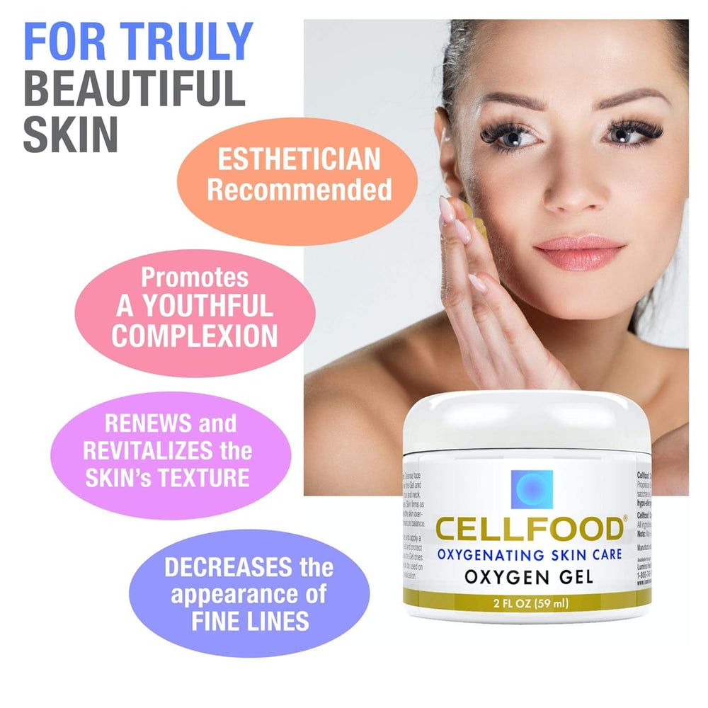 Cellfood gel applied near eye area demonstrating fine-line smoothing benefit