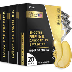 CÉLOR front packaging displaying gold under eye patches and benefits