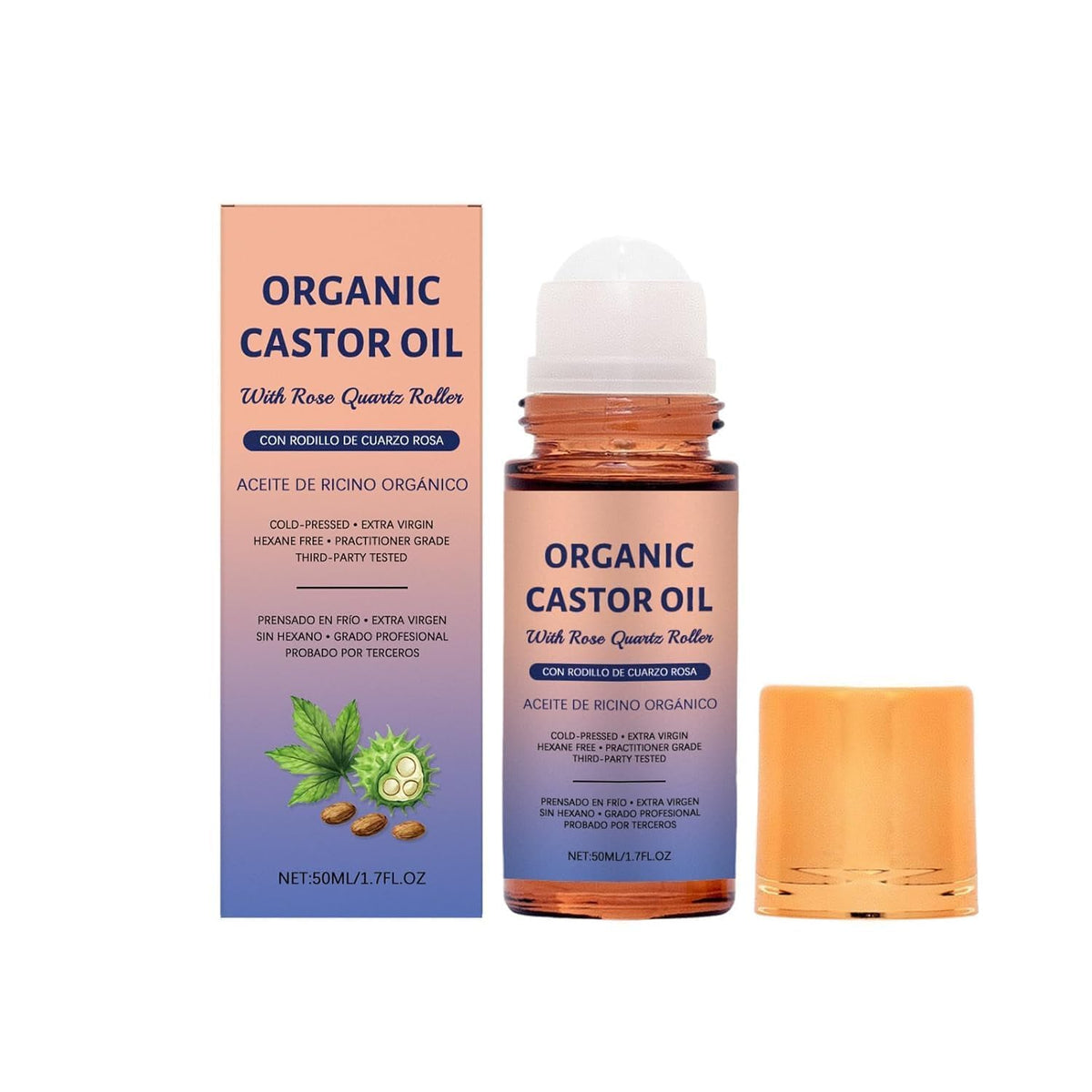 CEMENRETE bottle front showing rose quartz roller and travel-friendly benefit