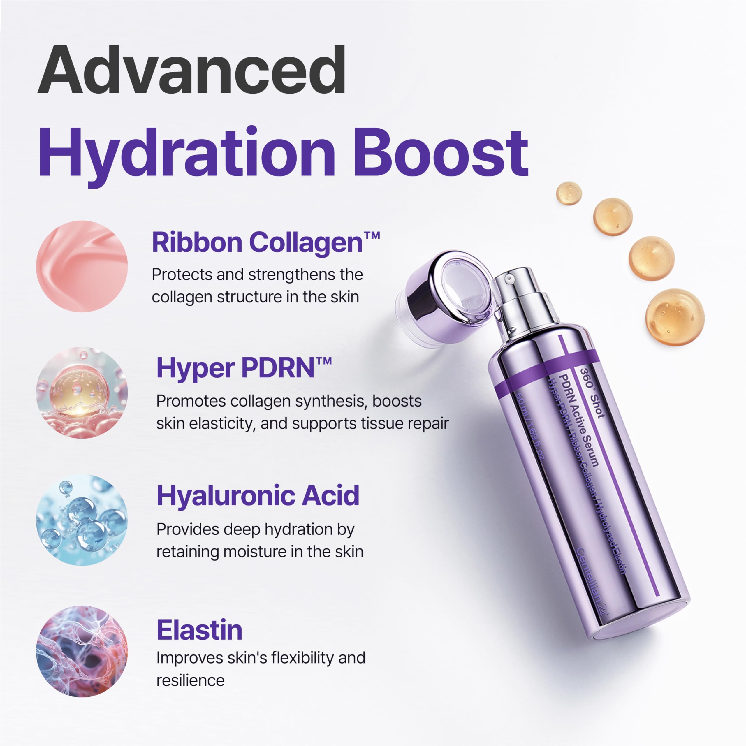 CENTELLIAN 24 applying serum to face with hands, targeted firming benefit