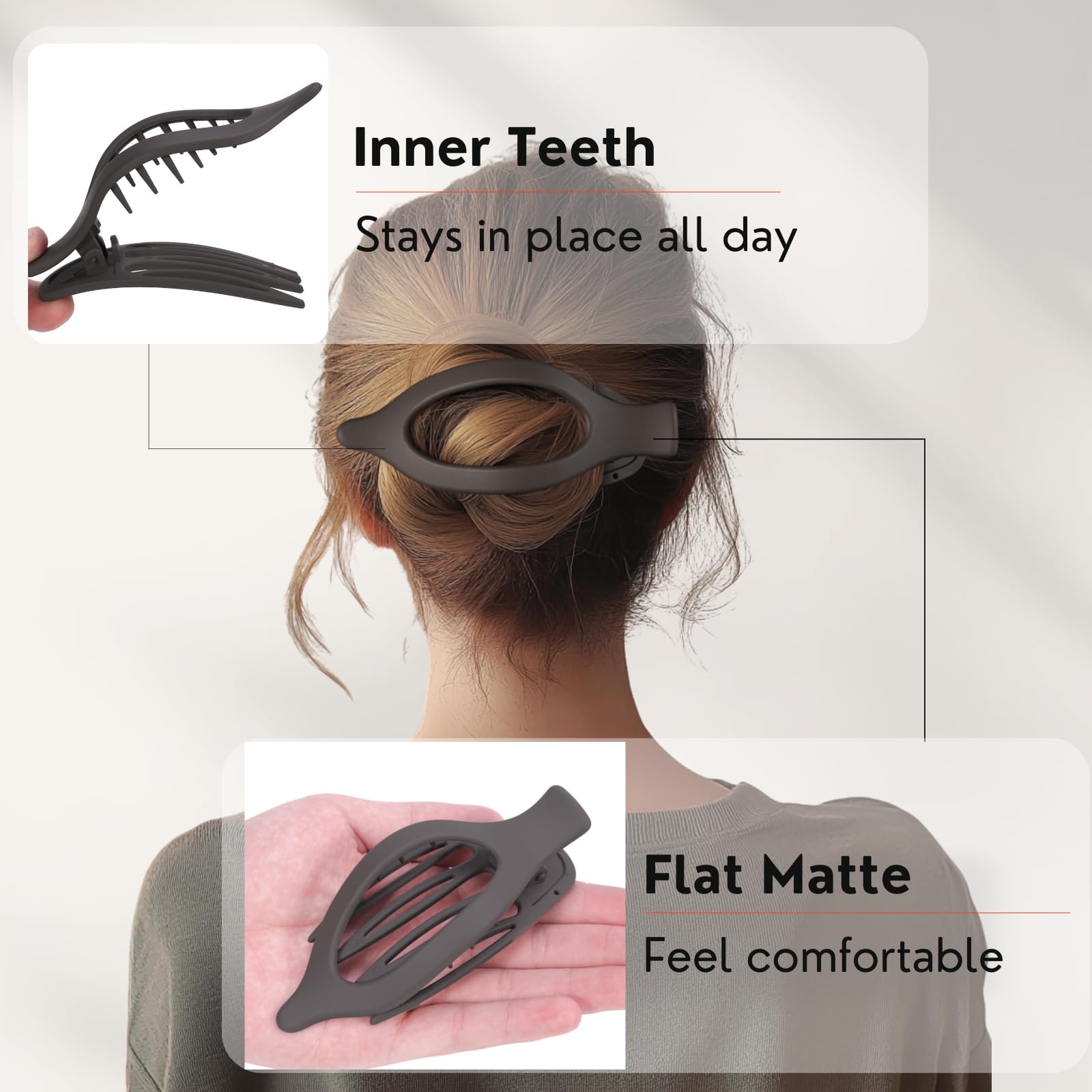 CENTSTAR clips securing hair in profile view showing comfortable, no pressure hold