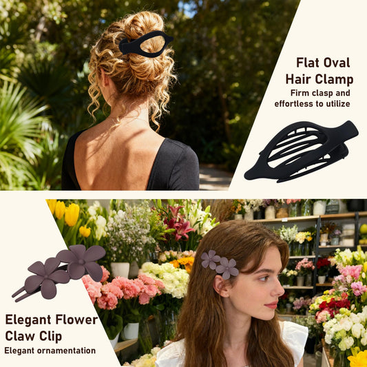 CENTSTAR flower hair pins arranged top down showing sculpted shapes and color set