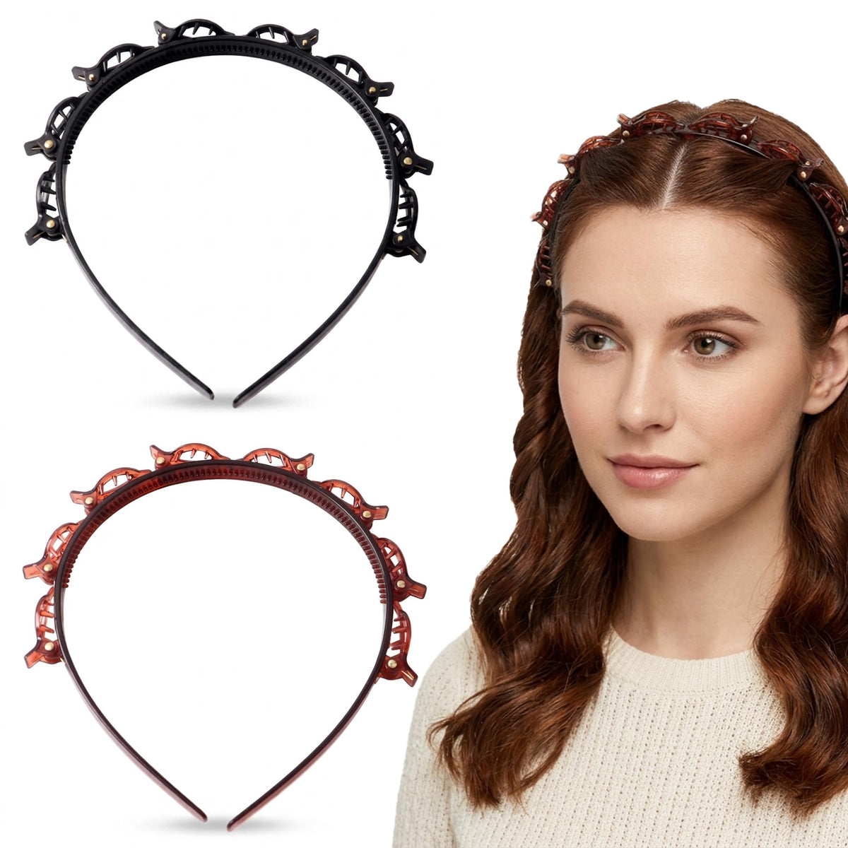 CepuXozi front pack shot showing black and brown headbands for instant style