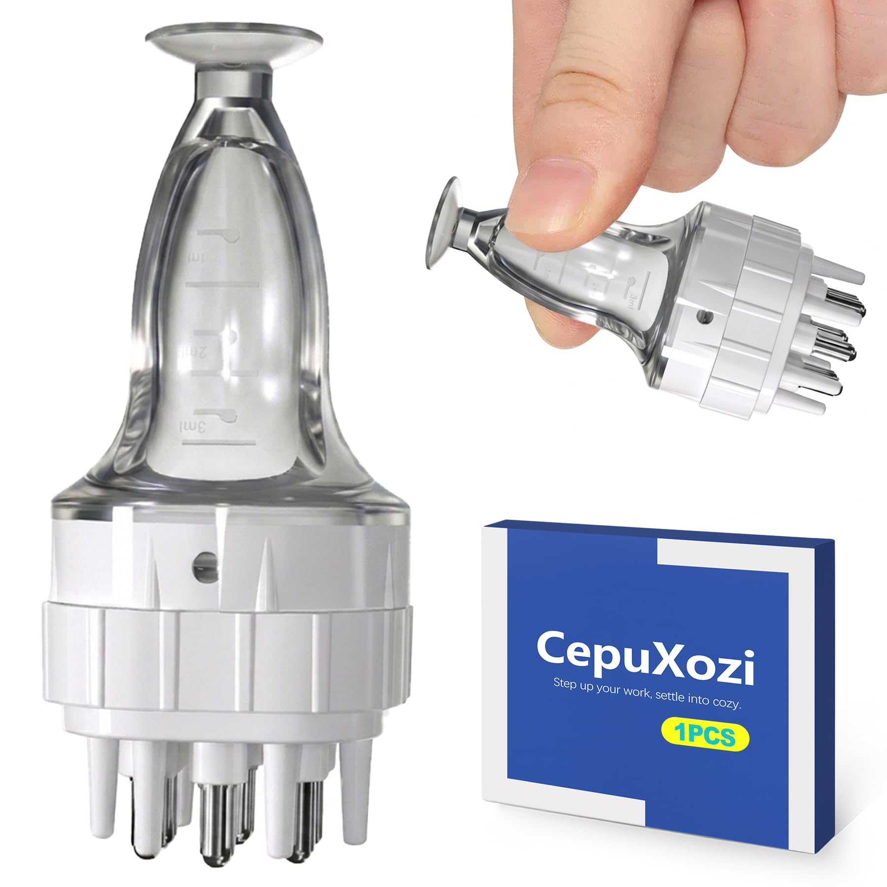 CepuXozi front view showing applicator design and compact travel-friendly form