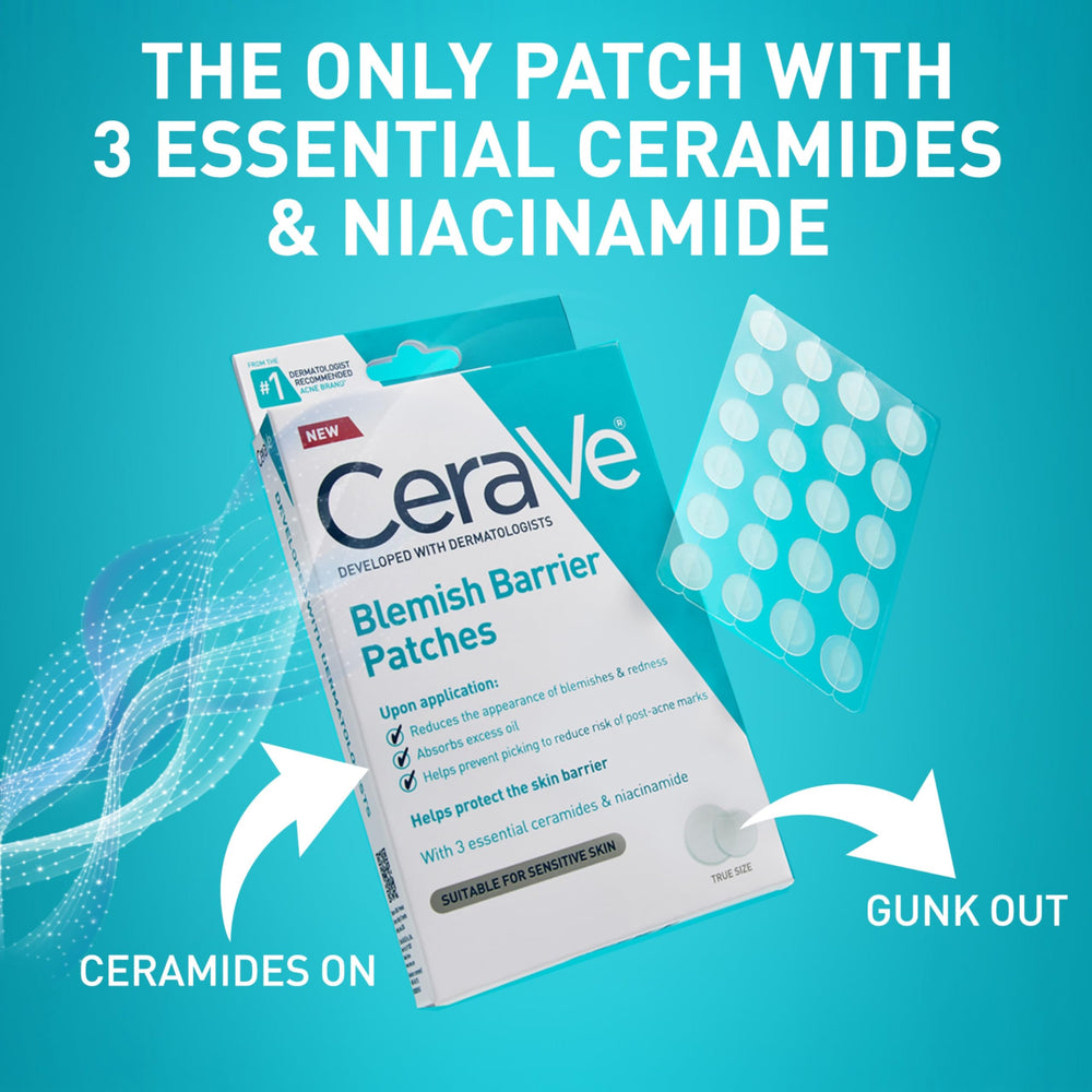 CeraVe patch applied to facial blemish showing discreet protection