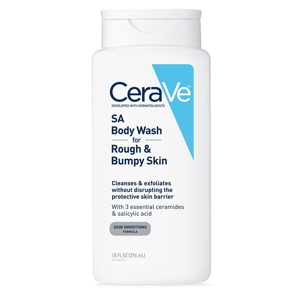CeraVe front packaging showing bottle and easy‑use pump for convenient showers