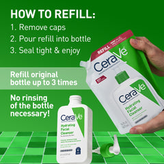 CeraVe creamy texture close-up showing hydrating, non-foaming lather