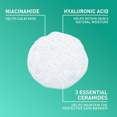 CeraVe foam lather on hand showing gentle suds that remove excess oil