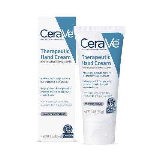 CeraVe hand cream front packaging showing 3 oz tube and label benefits