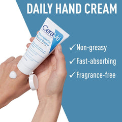 Applying CeraVe hand cream to cracked hands for barrier support and soothing