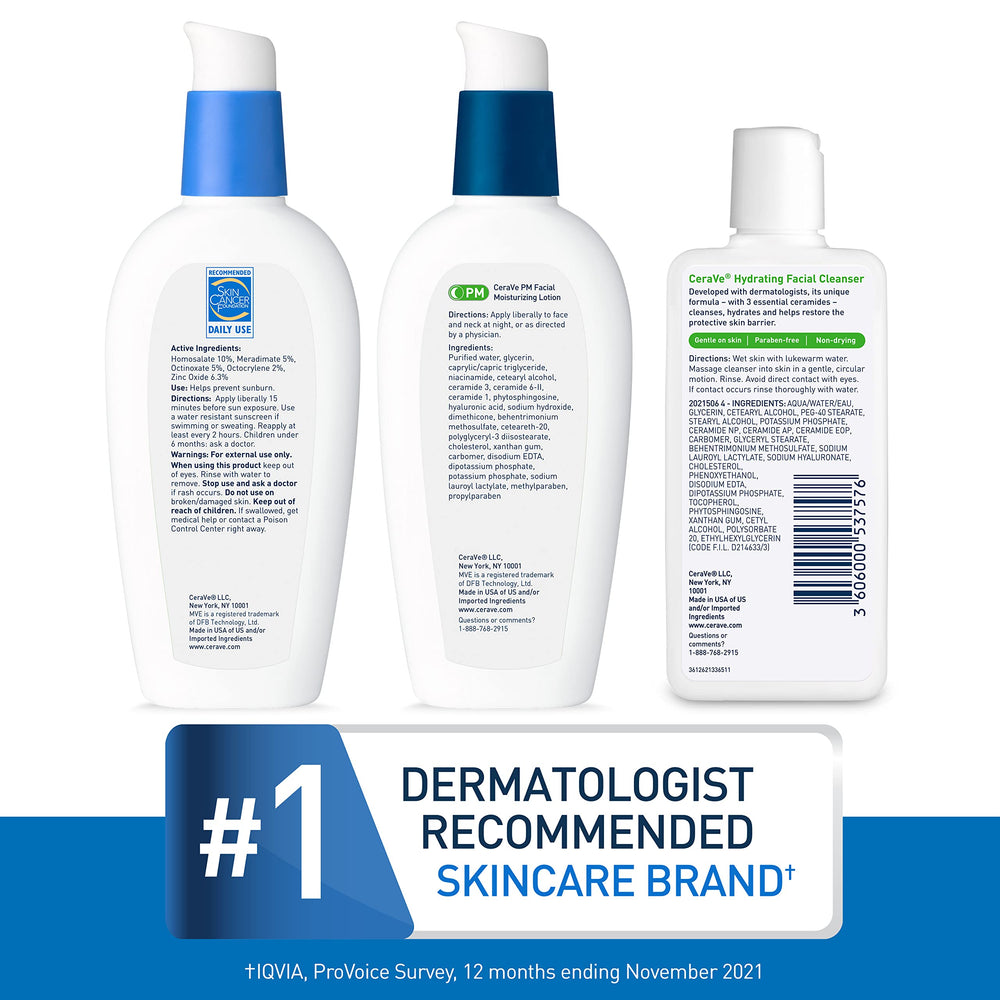 CeraVe products staged in a bathroom scene for easy morning and night routine