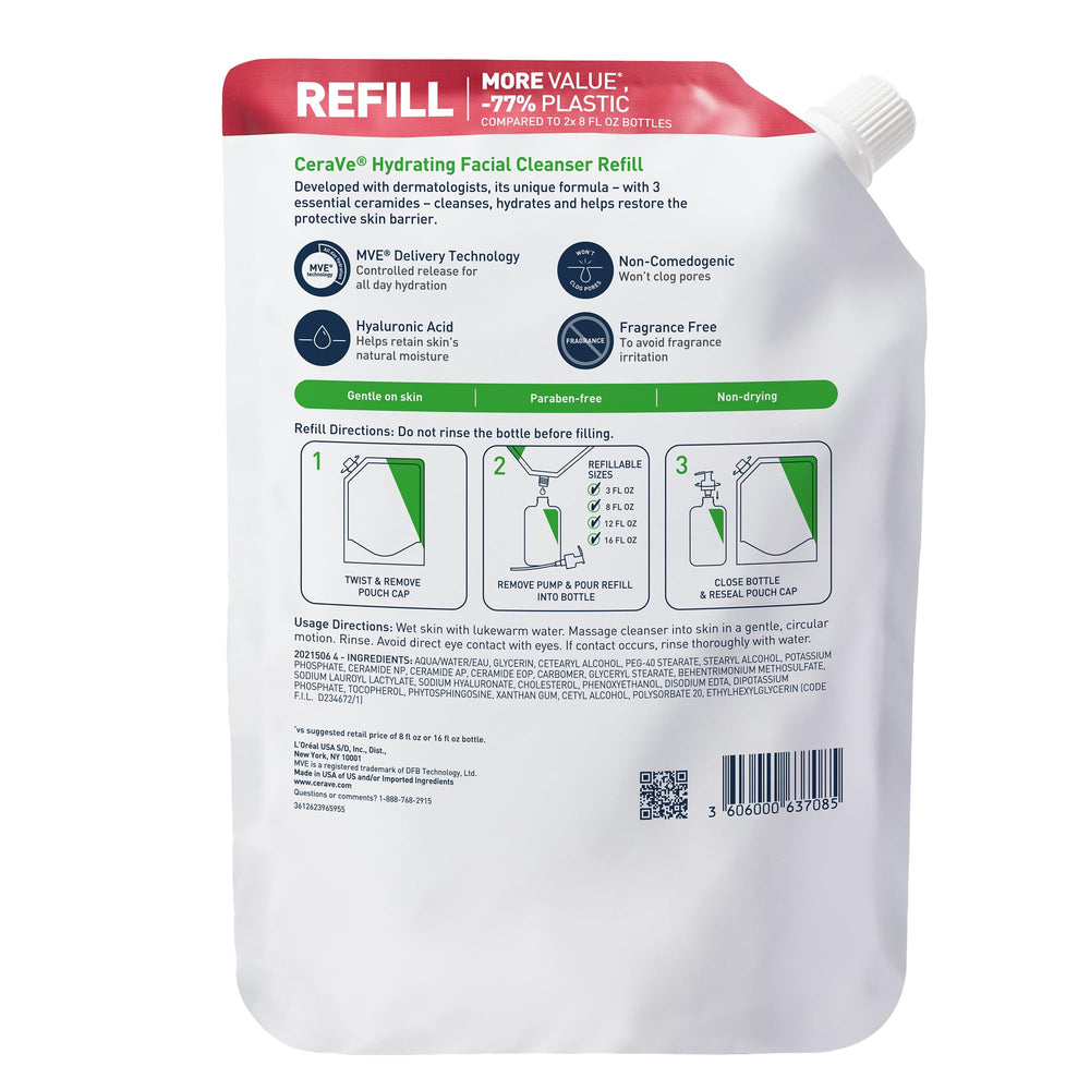 CeraVe refill on a bathroom shelf in lifestyle setting promoting routine