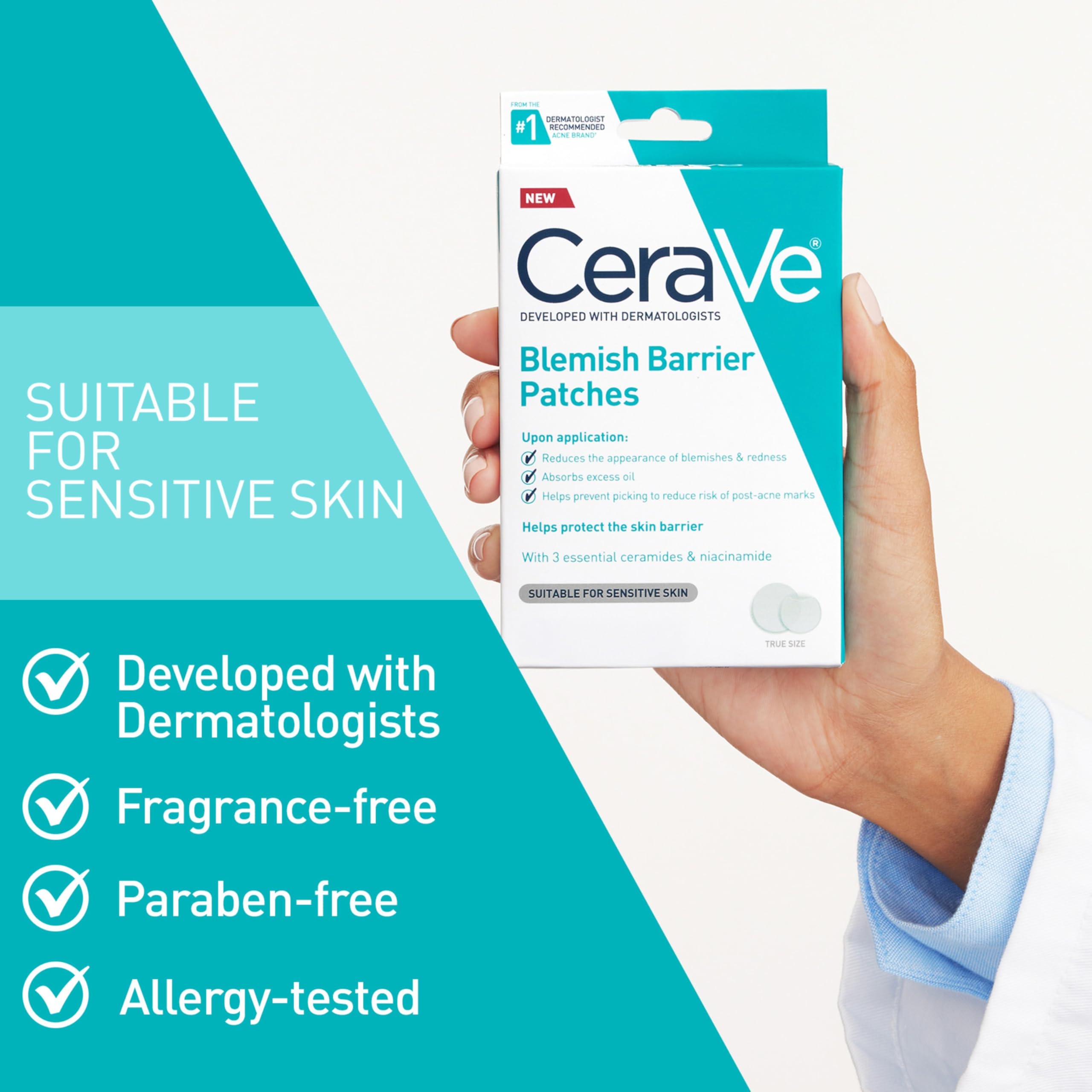 CeraVe patch applied at bedside for overnight oil absorption