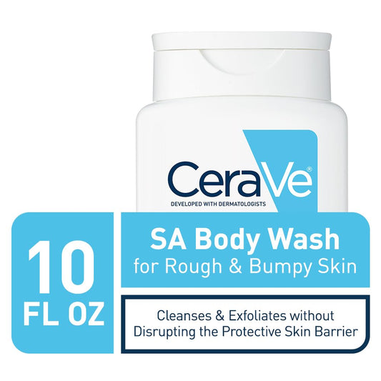 CeraVe body wash texture in palm highlighting gentle exfoliation and smooth feel