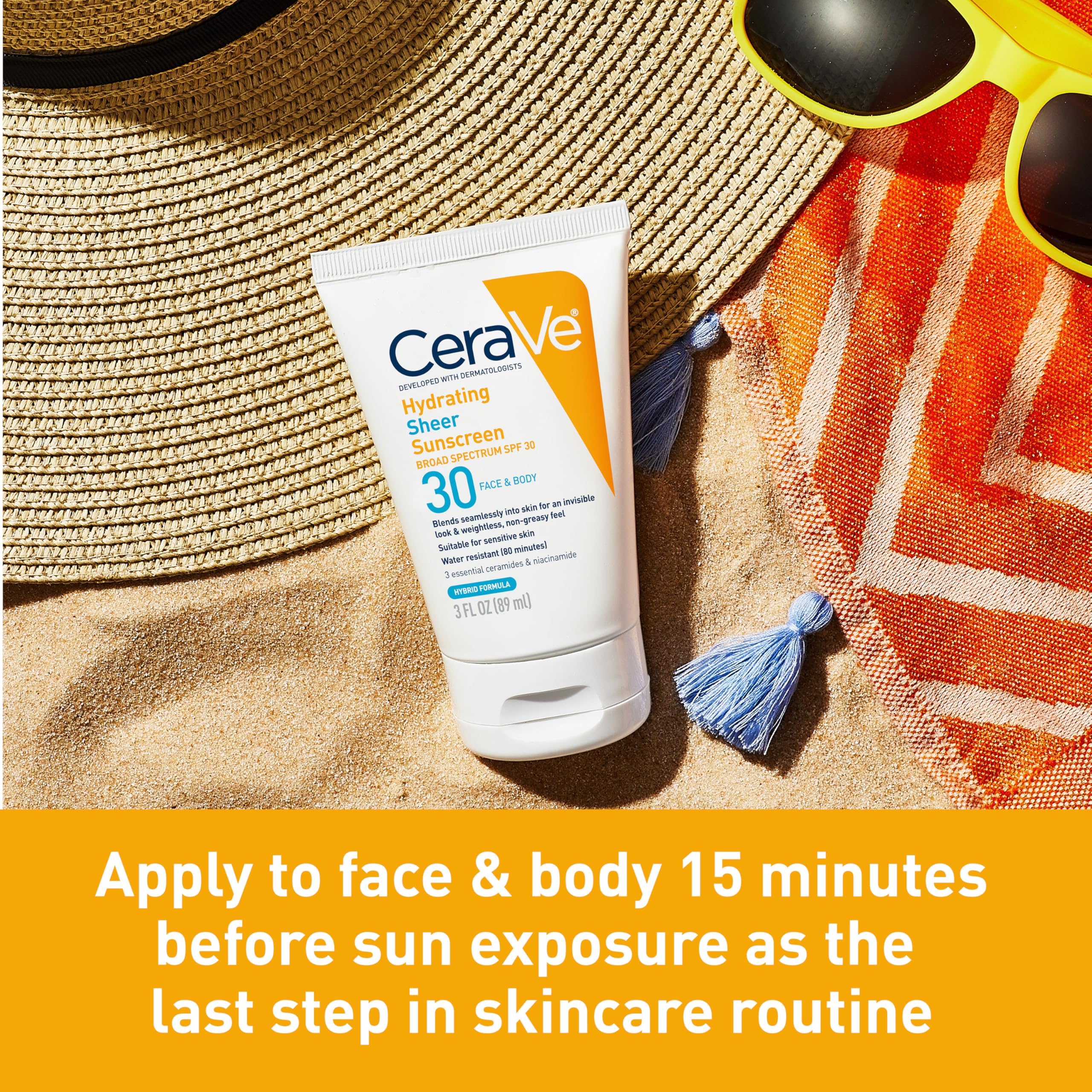 CeraVe tube beside hand for scale, travel-friendly 3 ounce size benefit