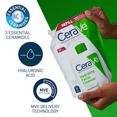 CeraVe applied to hands in bathroom illustrating gentle cleansing