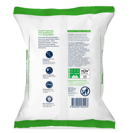 CeraVe close-up texture of plant-based wipe highlighting gentle softness